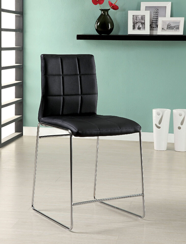 Black padded leatherette contemporary counter ht. chair by Furniture of America