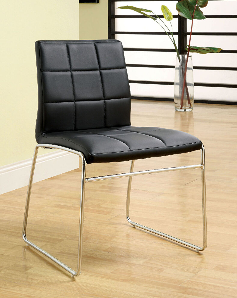 Black padded leatherette dining chair by Furniture of America