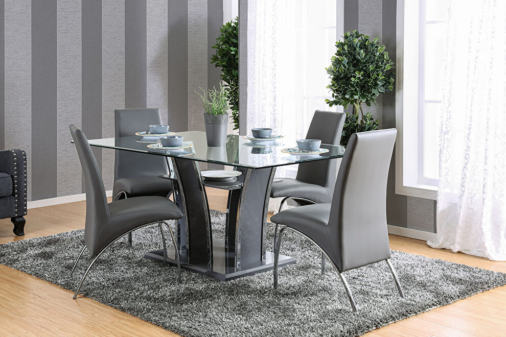 12mm tempered glass top contemporary dining table by Furniture of America