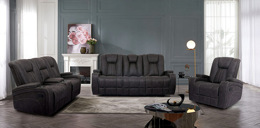 Luxurious comfort and contemporary style dark gray power recliner sofa by Furniture of America