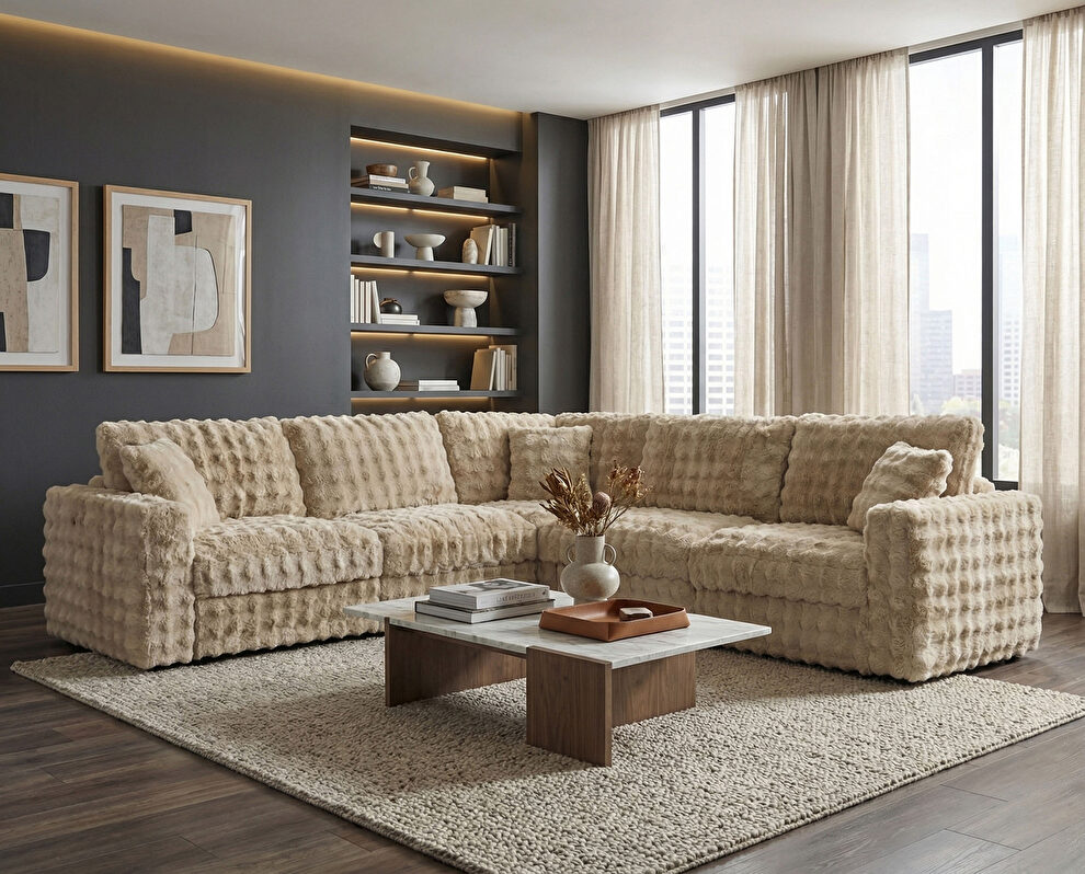 Modular sand fabric 5pcs sectional by Furniture of America