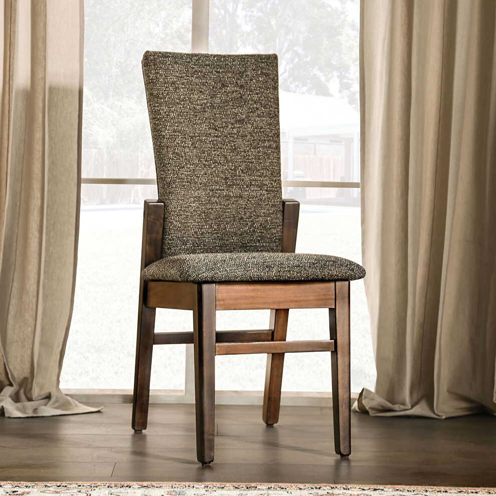 Walnut/ gray padded back and seat dining chair by Furniture of America