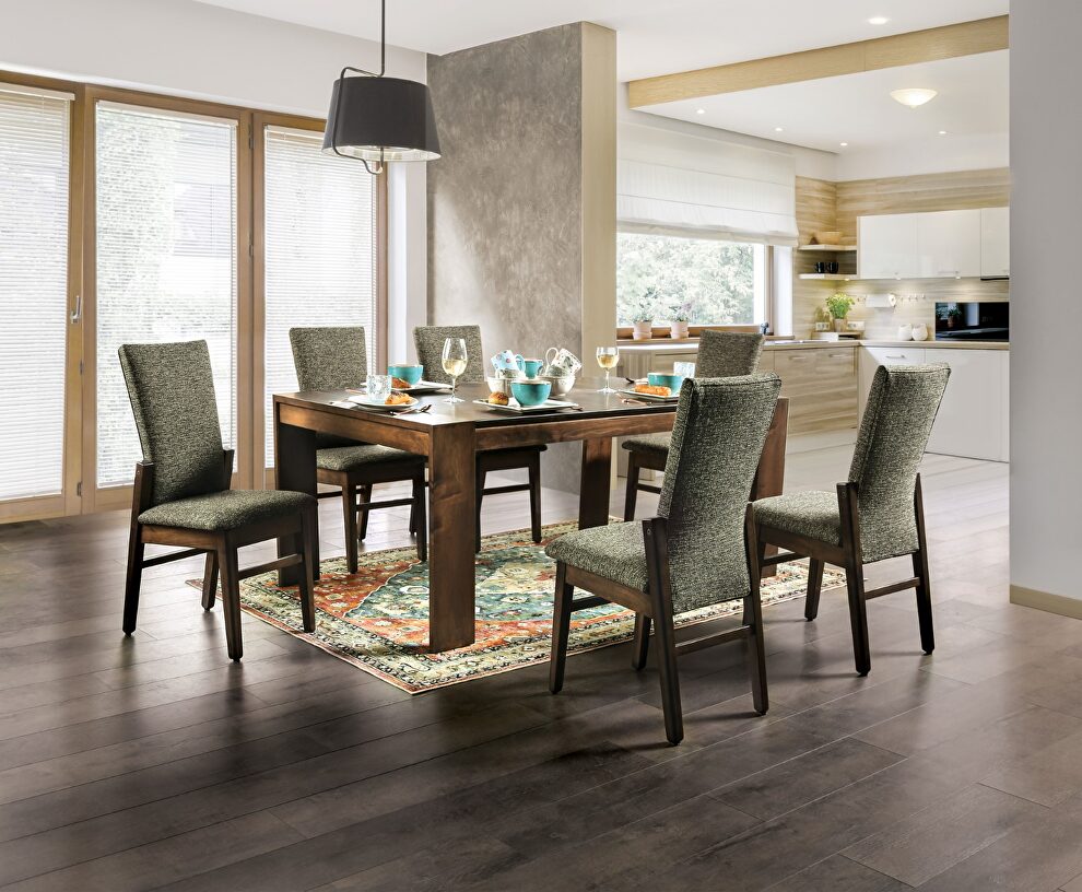 Walnut/ gray solid wood overlapping top dining table by Furniture of America