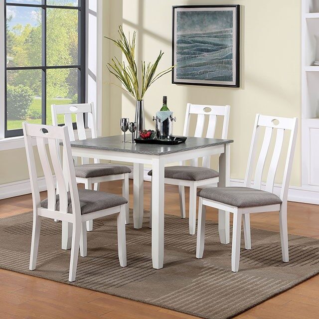 5 pc. dining set in white/gray finish by Furniture of America