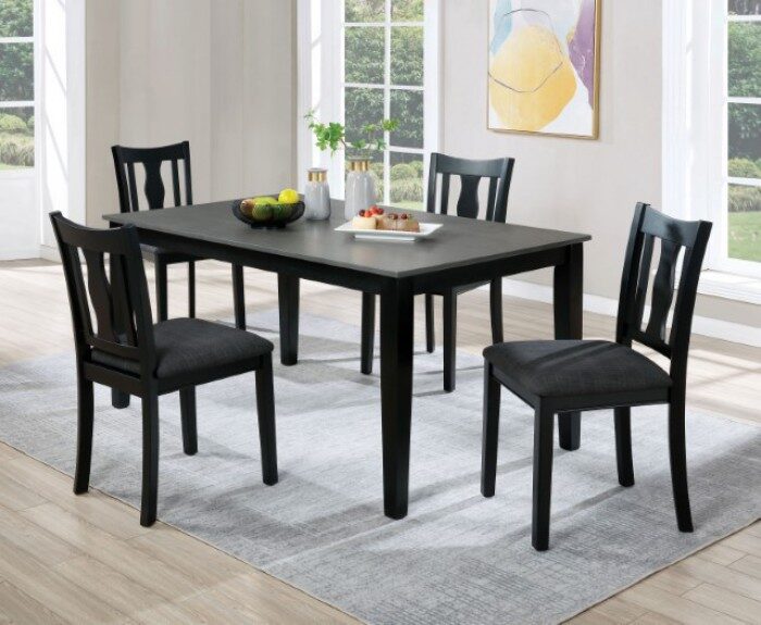 Black/ gray finish 5 pc. dining table set by Furniture of America