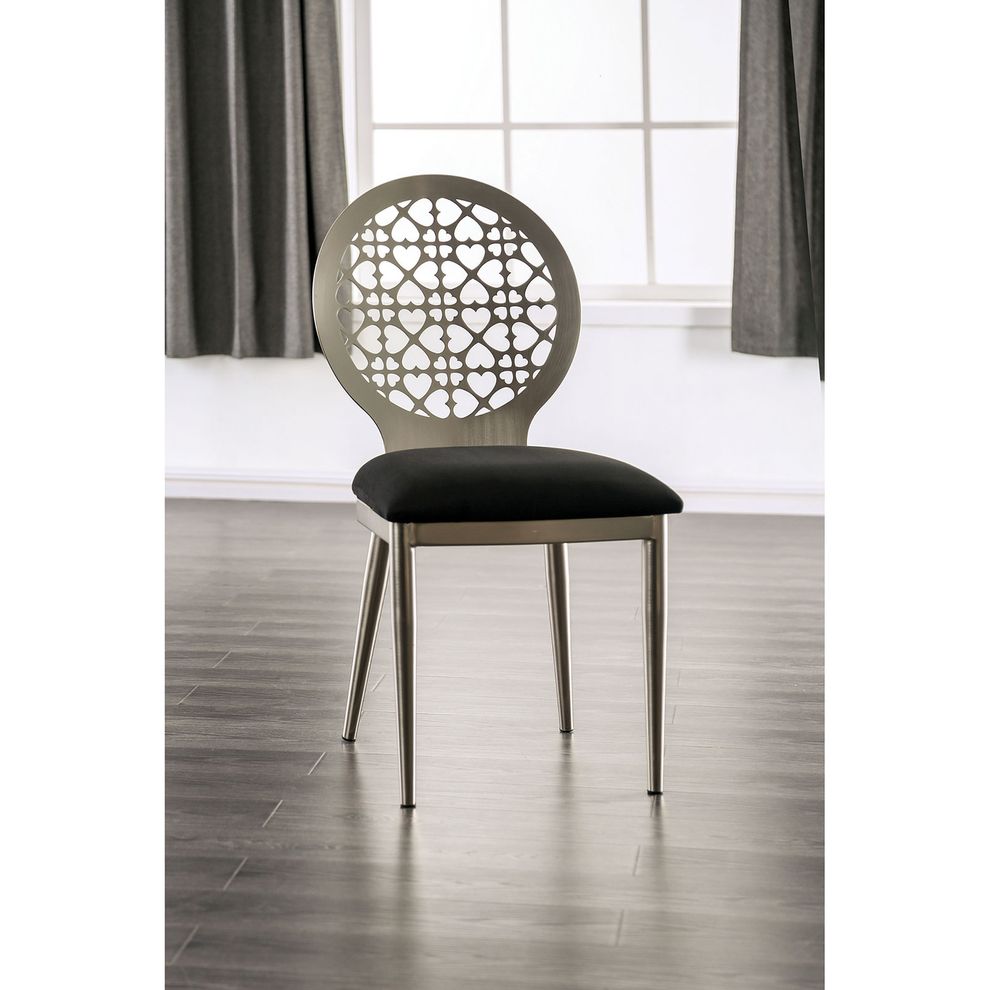 Steel chrome metal / black fabric dining chair by Furniture of America