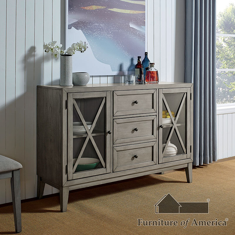 Modern rustic flair gray wood grain finish server by Furniture of America