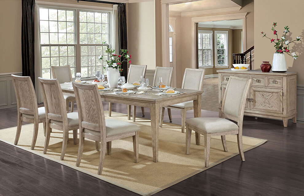 Natural tone/ beige transitional dining table by Furniture of America