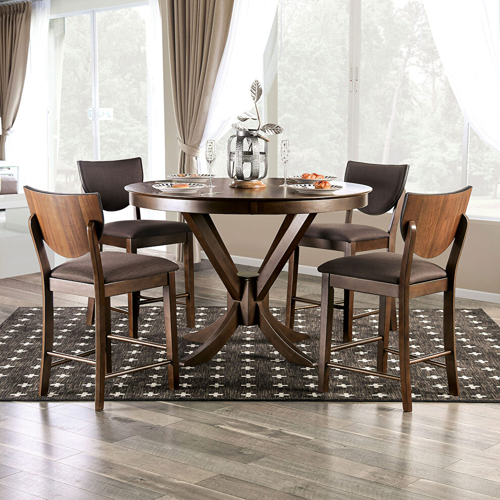 Walnut/ dark chocolate round dining table by Furniture of America