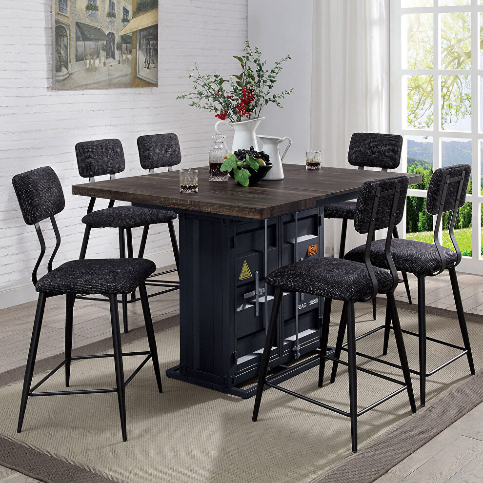 Military vault-style table base counter height table by Furniture of America