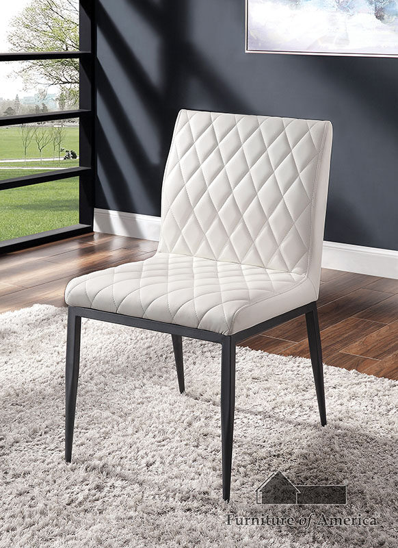 Diamond stitching padded seat dining chair by Furniture of America