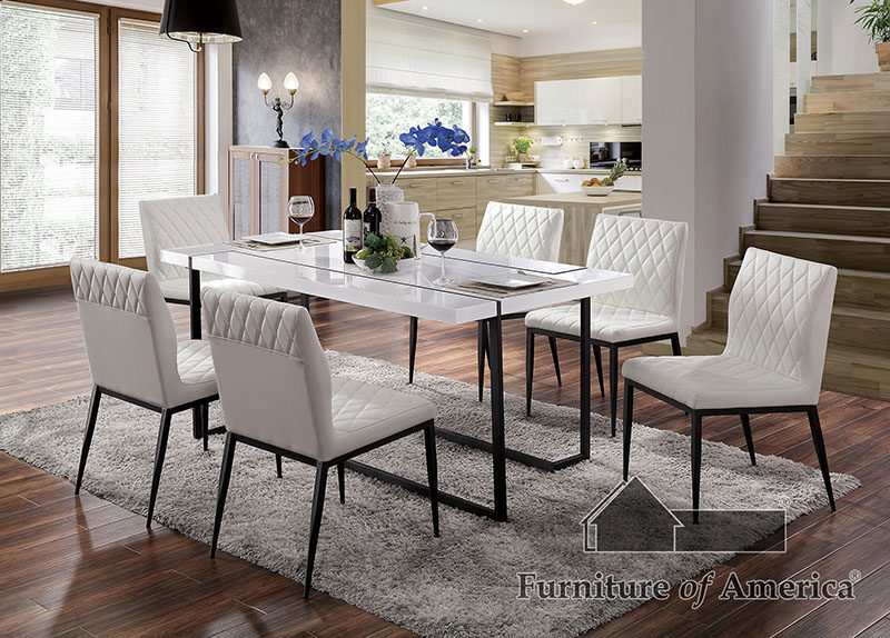 High gloss lacquer top dining table by Furniture of America
