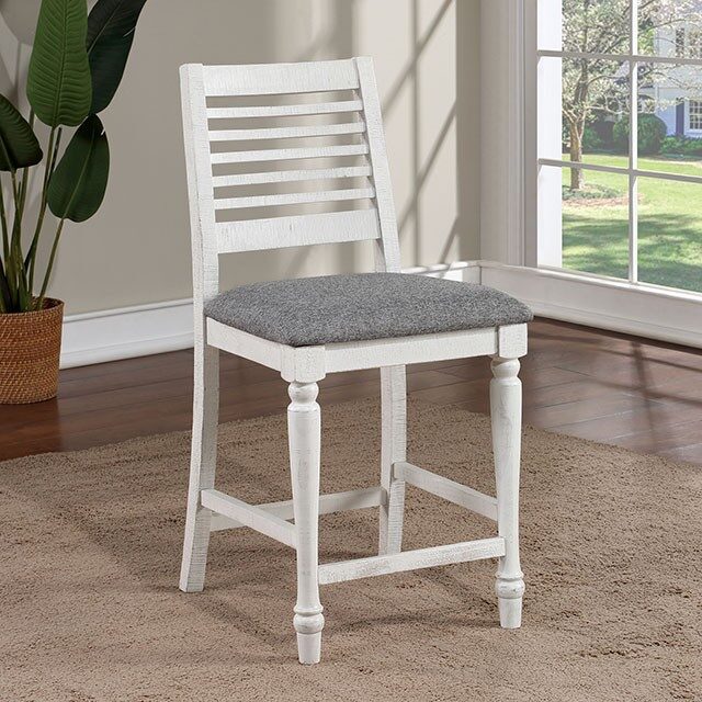 Counter height chair in antique white/gray finish by Furniture of America