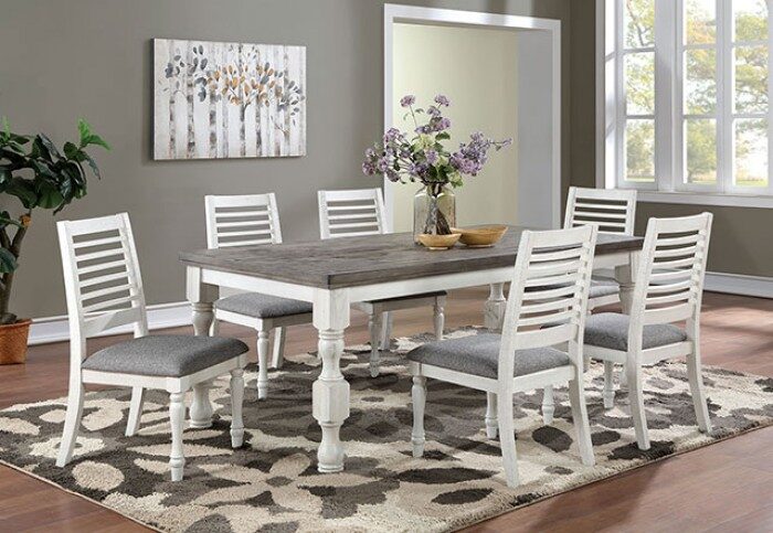 Dining table in antique white/gray finish by Furniture of America