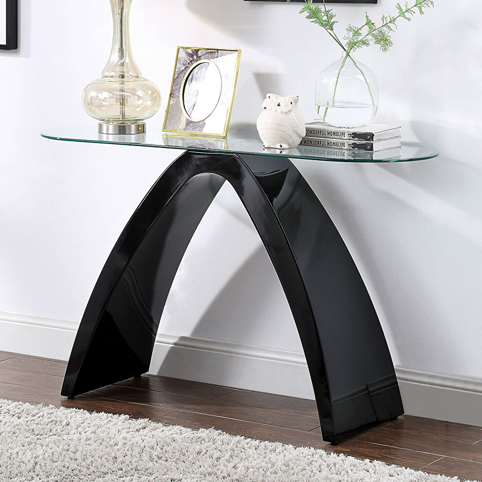 Tempered glass top sofa table by Furniture of America