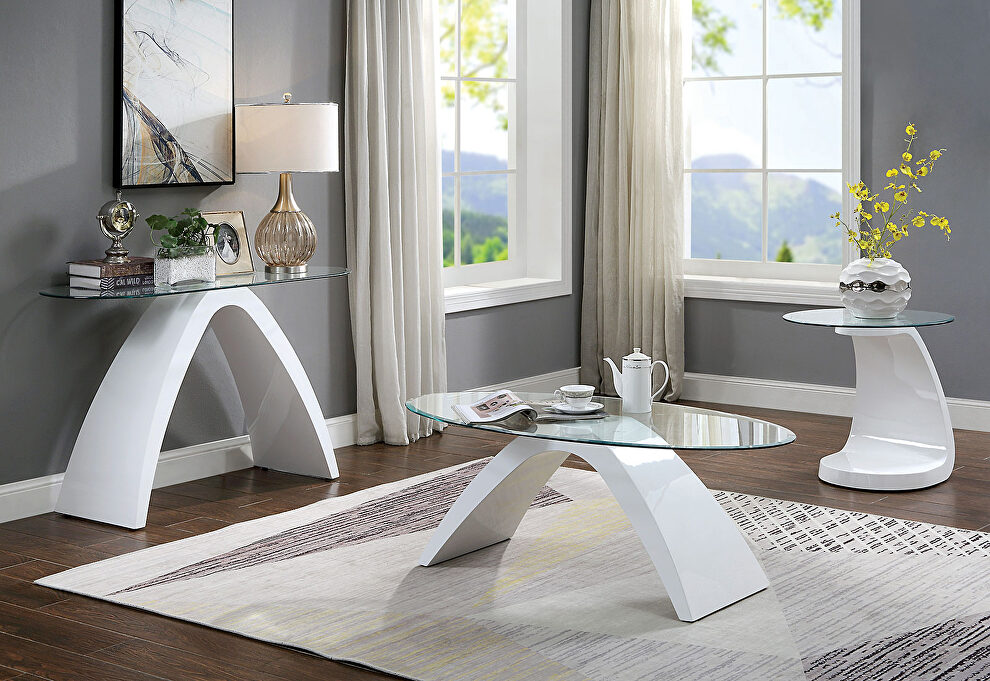 Tempered glass top coffee table by Furniture of America