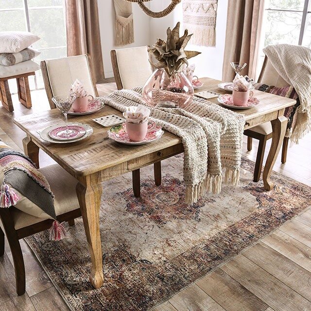 Weathered light natural tone rustic style dining table by Furniture of America