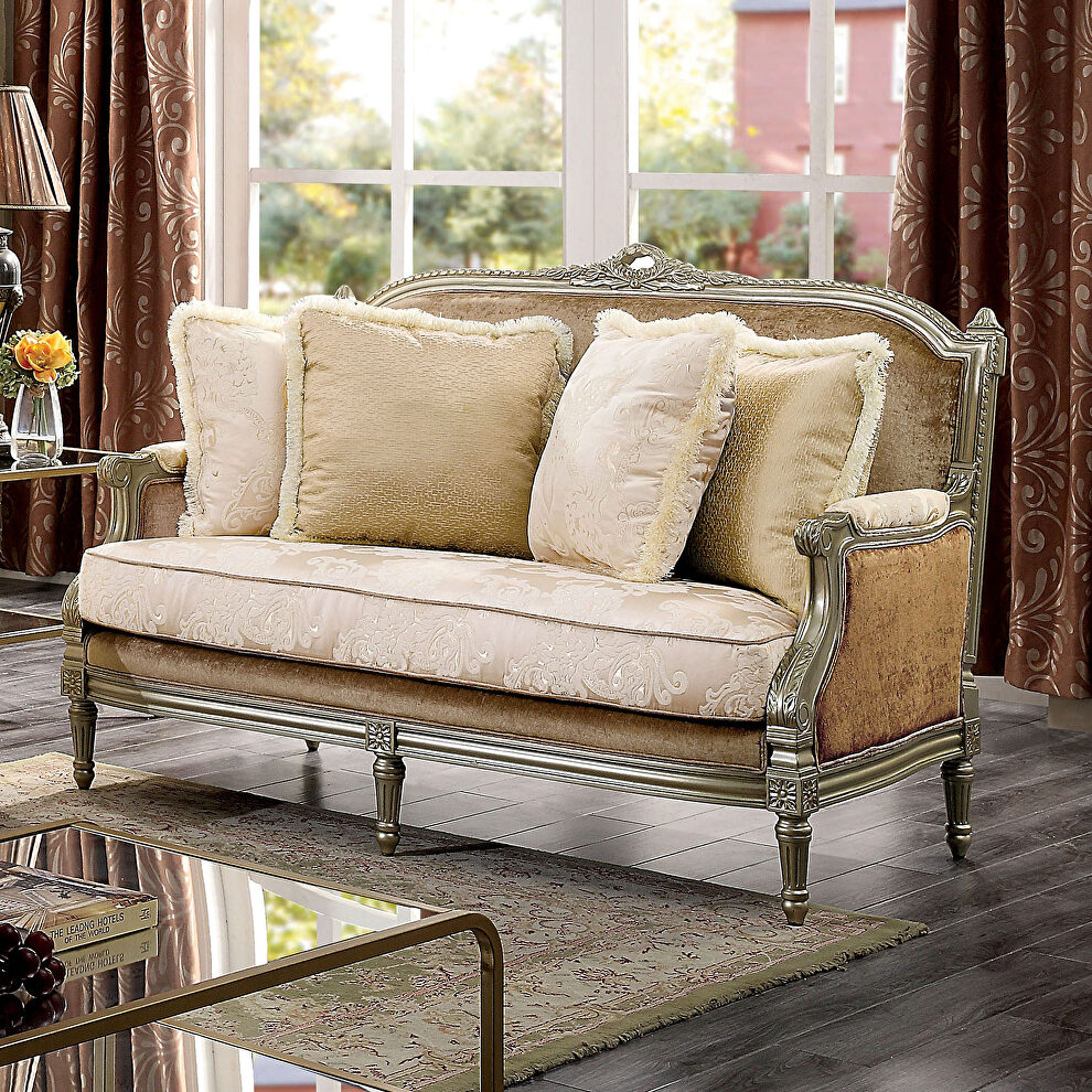 Ornate details transitional loveseat by Furniture of America