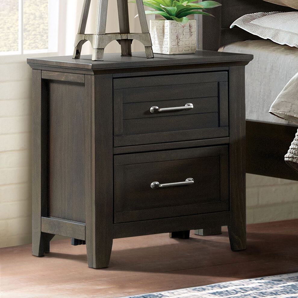 Walnut paneled design transitional nightstand by Furniture of America