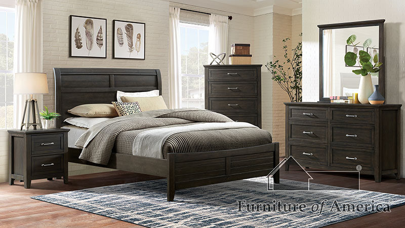 Walnut paneled design transitional bed by Furniture of America
