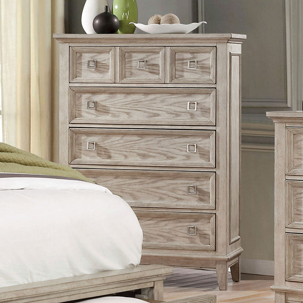 Natural tone/ beige wood grain finish transitional chest by Furniture of America