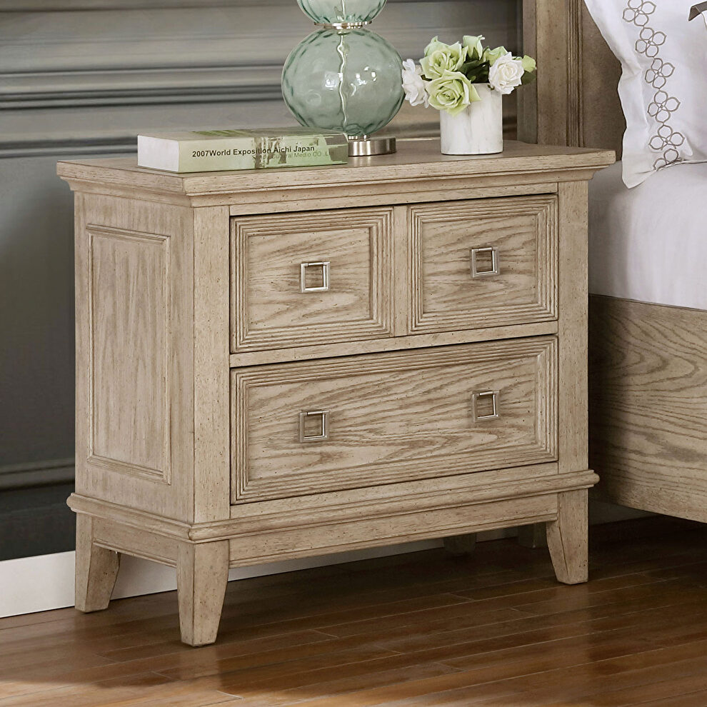 Natural tone/ beige wood grain finish transitional nightstand by Furniture of America