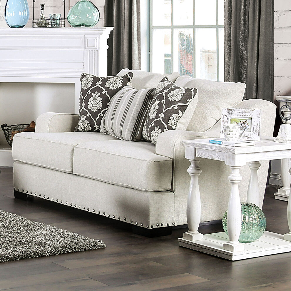 Cream-colored delight loveseat by Furniture of America