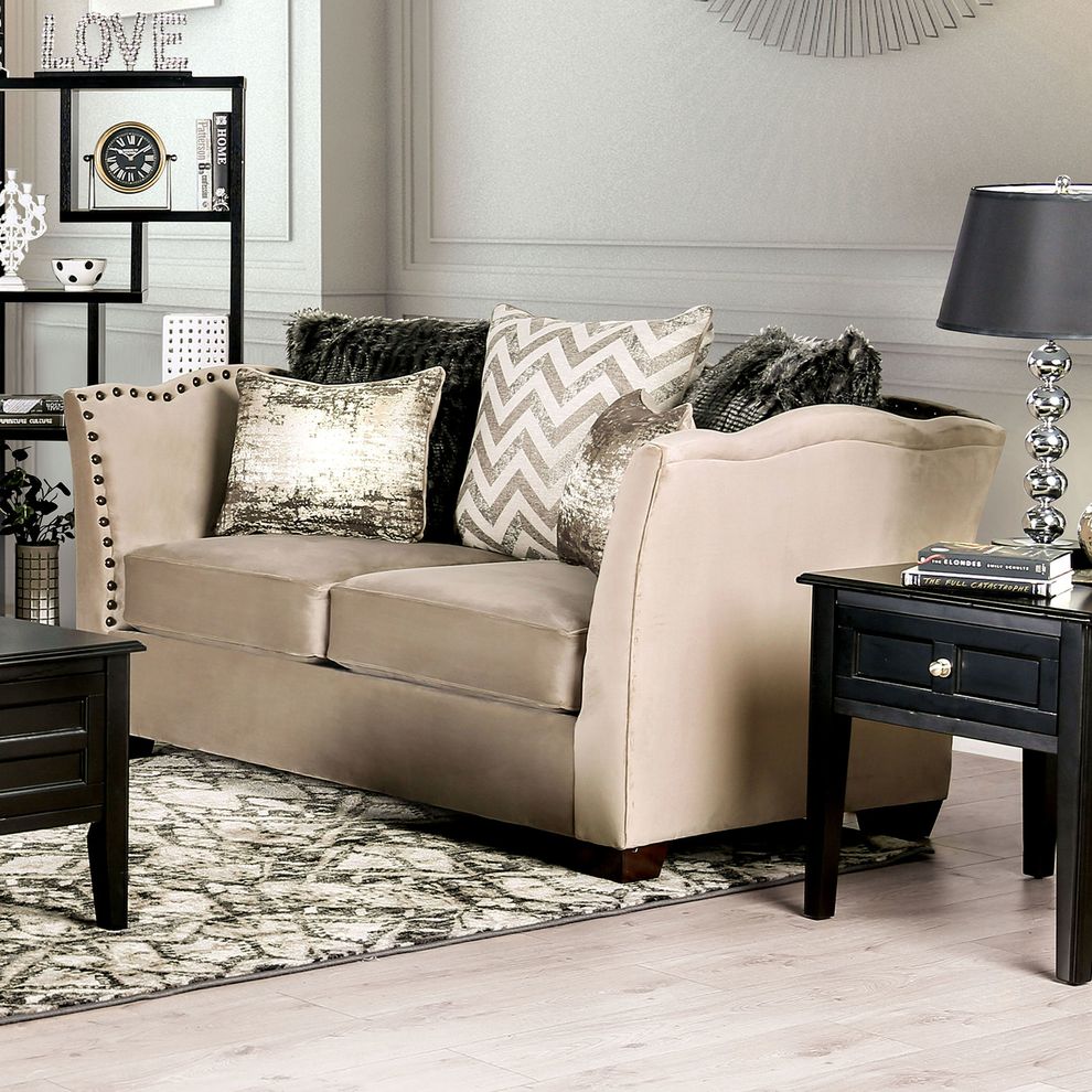 Beige Transitional Loveseat by Furniture of America