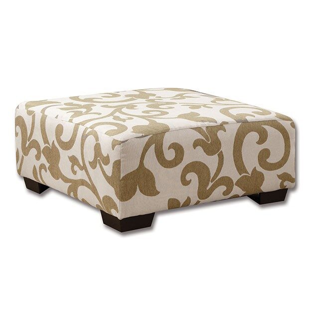 Beige/ivory fabric upholstery ottoman by Furniture of America