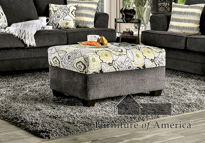 Dark gray transitional ottoman by Furniture of America