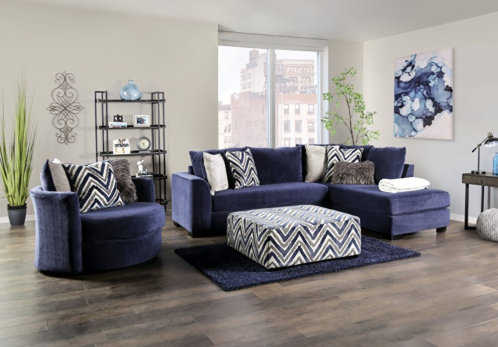 Marvelous and wildly unique 'z' pattern fabric sectional sofa by Furniture of America
