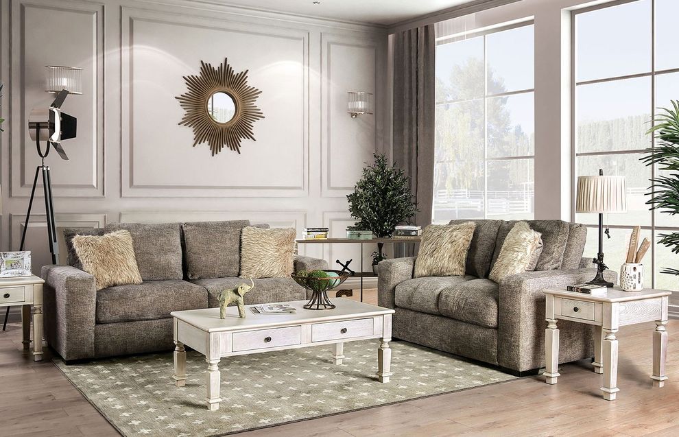 Brown contemporary sofa made in us by Furniture of America
