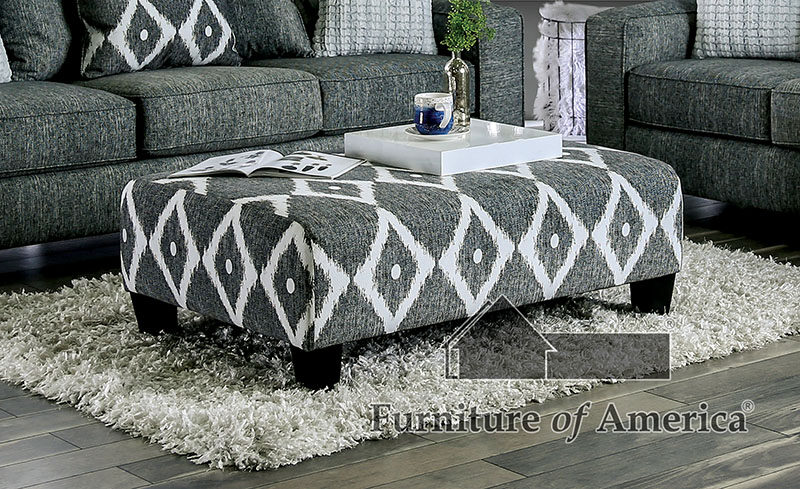 Gray contemporary ottoman by Furniture of America