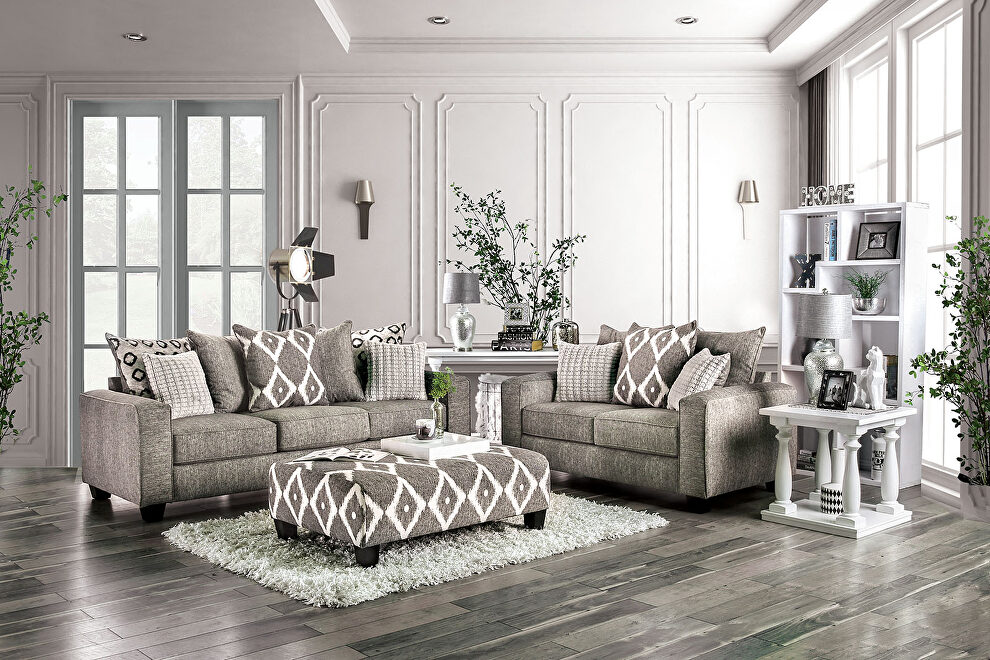 Gray chenille contemporary sofa by Furniture of America