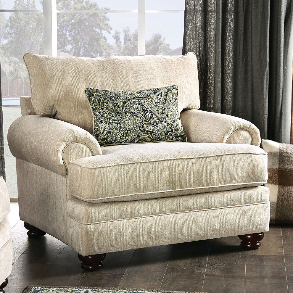 Soft beige fabric upholstery chair by Furniture of America