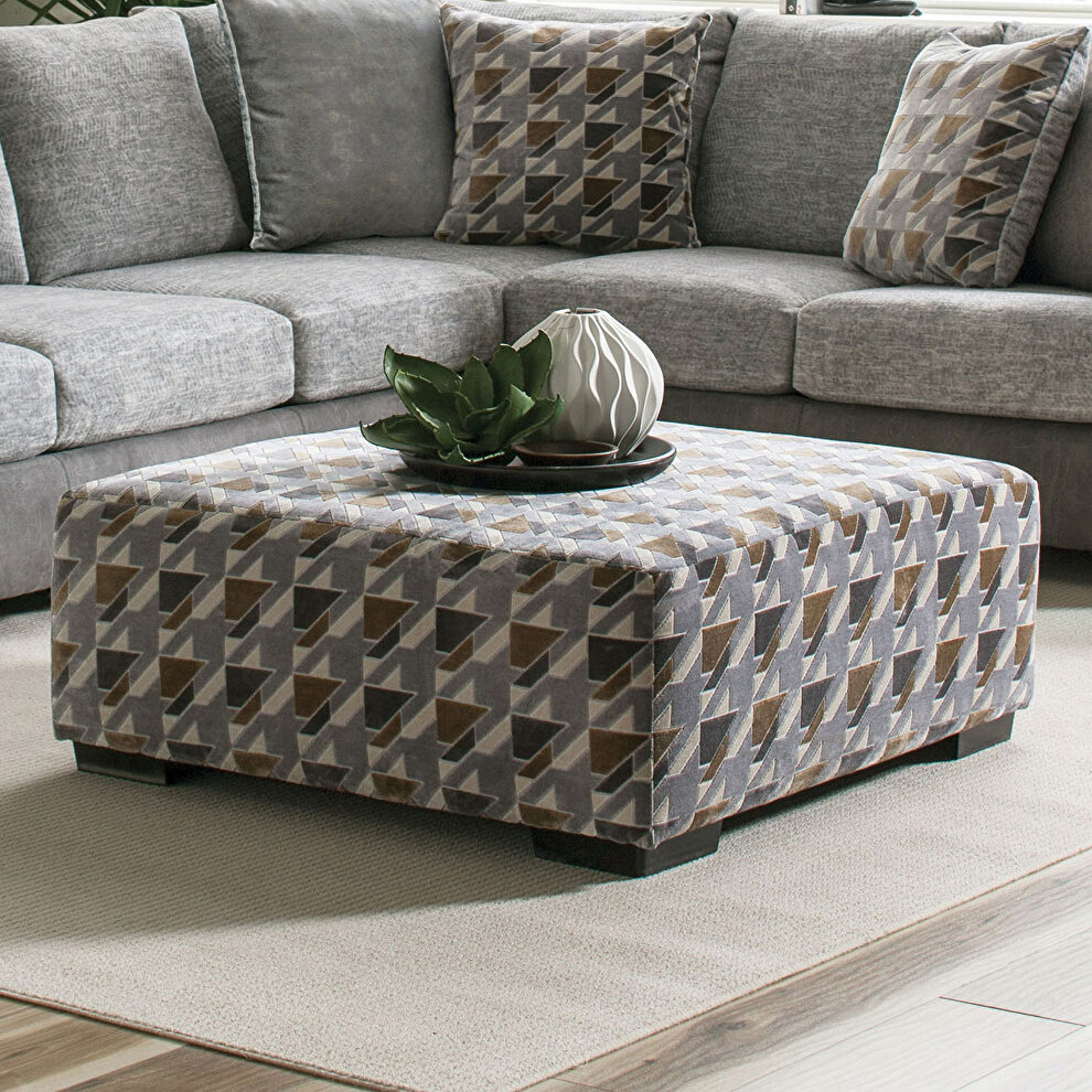 Padded seating and a stylsh pattern gorgeous ottoman by Furniture of America