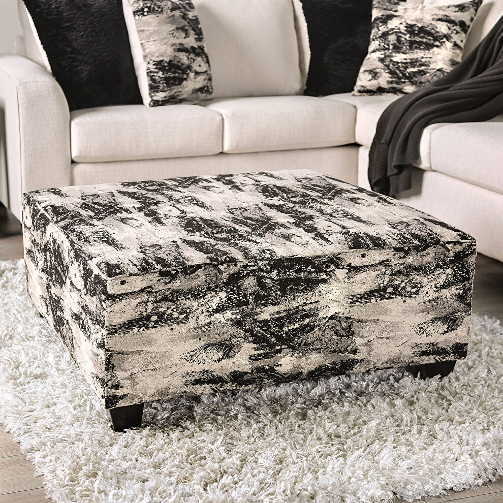 Abstract textile design ottoman by Furniture of America