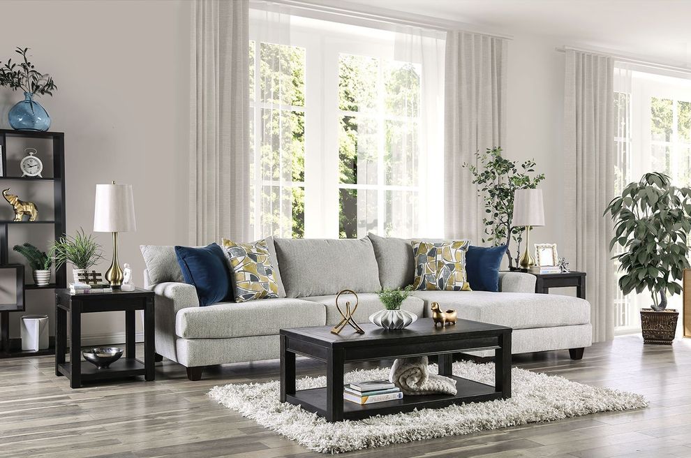 Light gray us-made contemporary sectional by Furniture of America