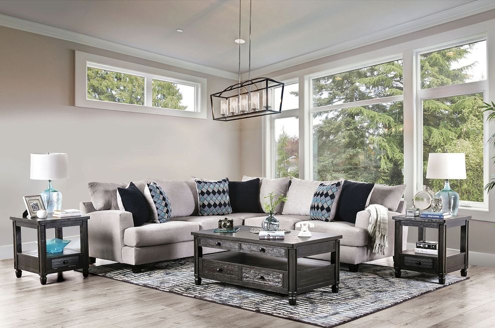 Light gray contemporary us-made sectional by Furniture of America
