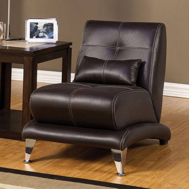 Espresso leatherette modern chair by Furniture of America