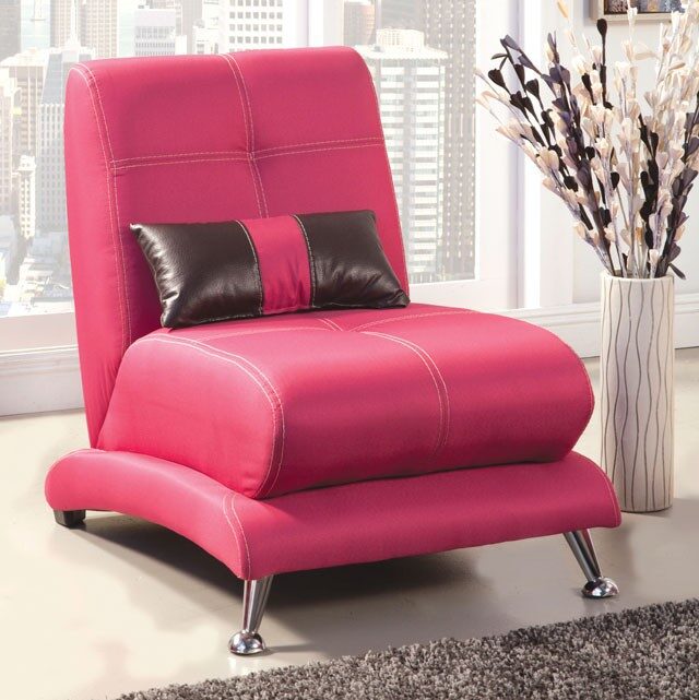 Fuchsia fabric modern chair by Furniture of America