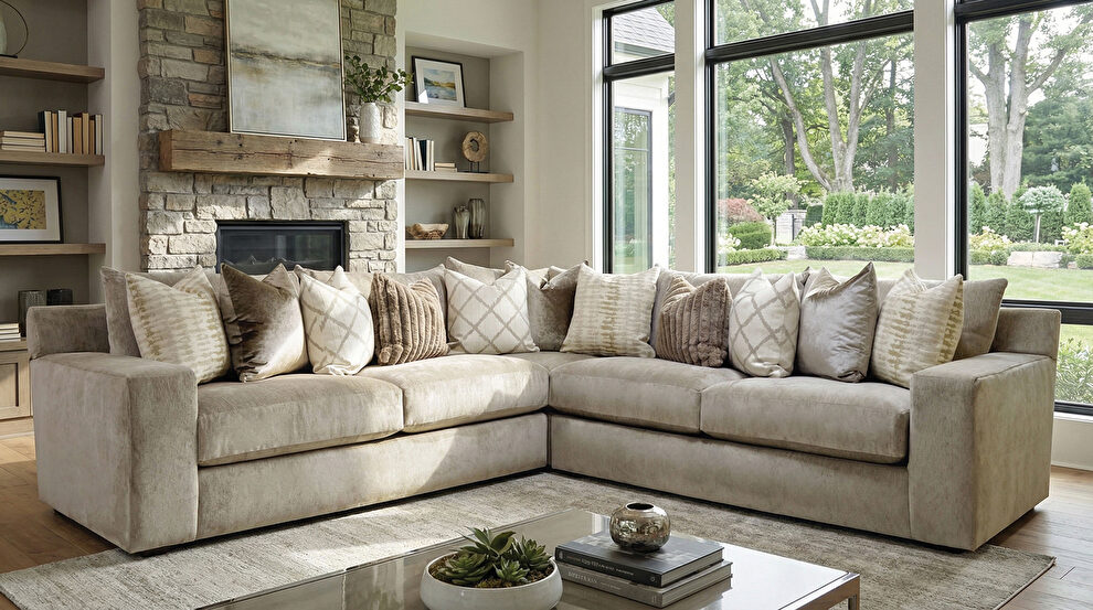 Oversized traditional sectional couch w/ deep seating by Furniture of America