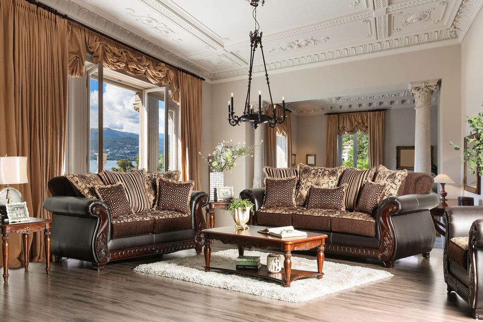 Dark Brown/Tan Traditional Sofa made in US by Furniture of America