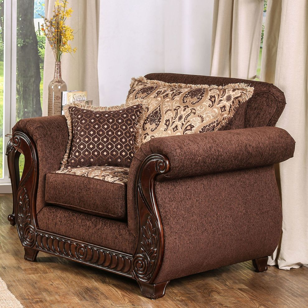 Brown Traditional Chair made in US by Furniture of America