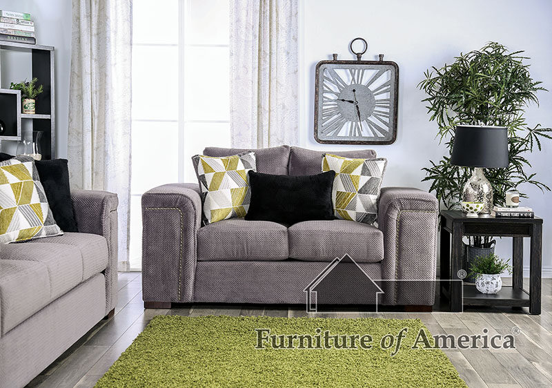 Warm gray chenille transitional loveseat by Furniture of America