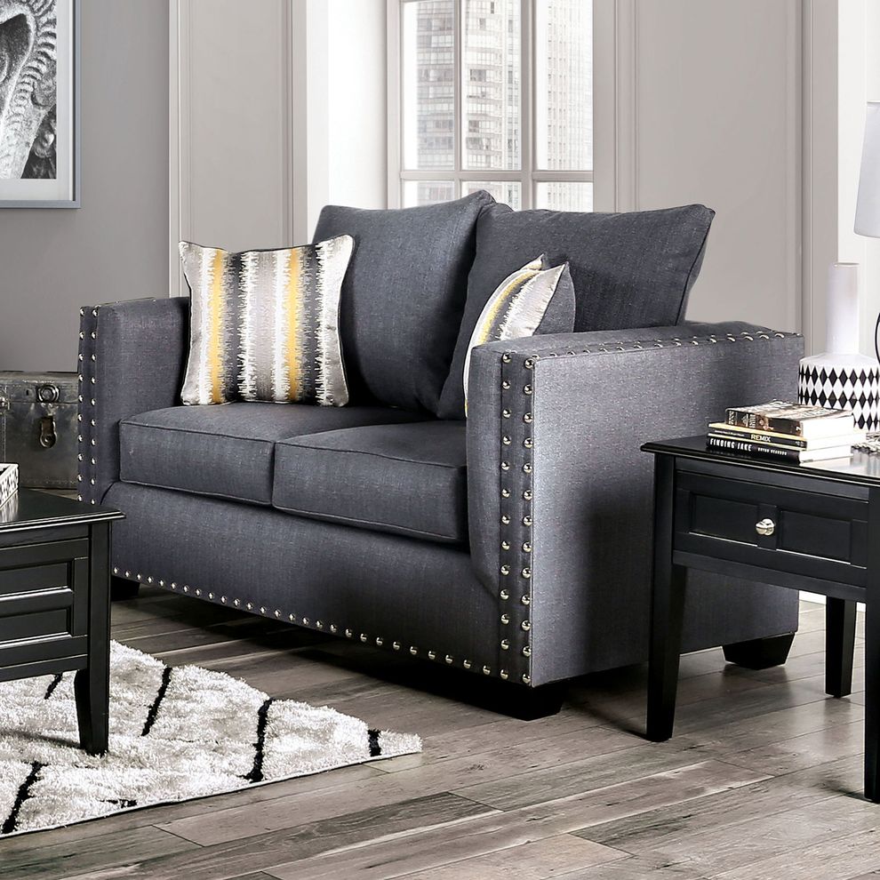 Slate Contemporary Loveseat made in US by Furniture of America