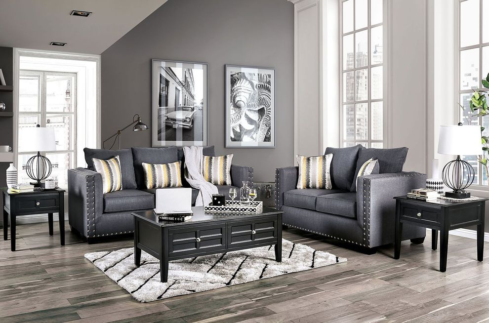 Slate contemporary sofa made in us by Furniture of America