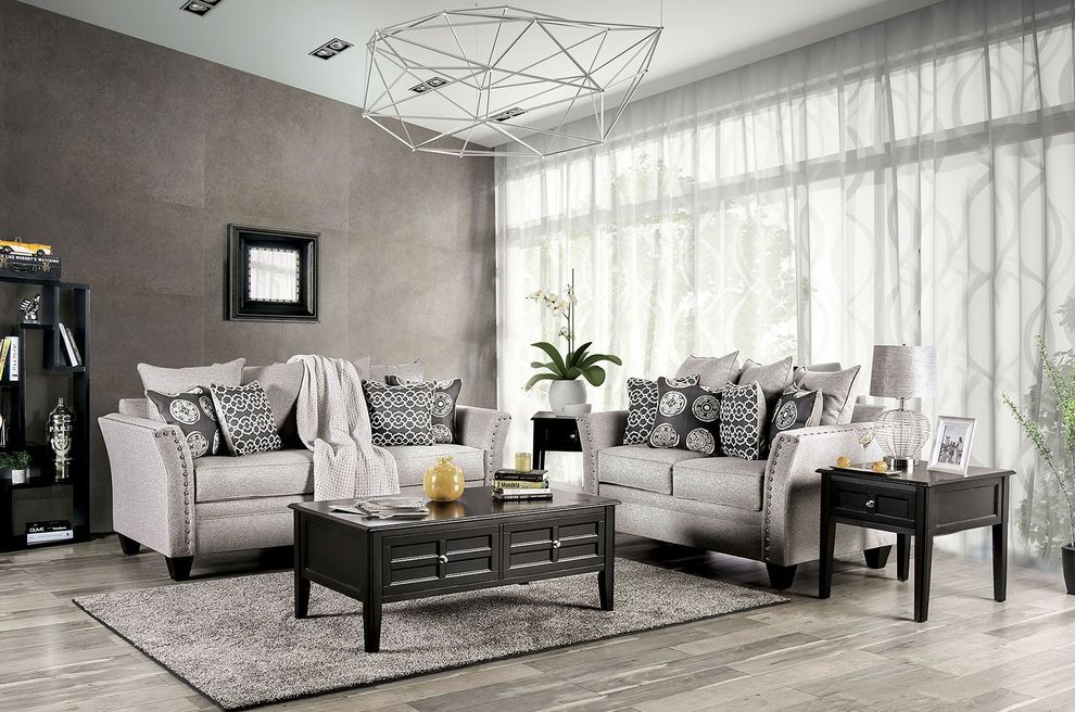 Gray Contemporary Sofa in Chenille Fabric by Furniture of America