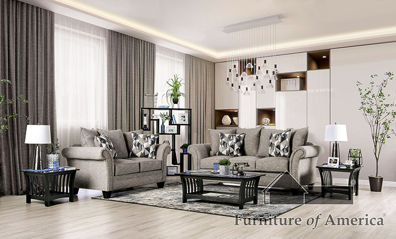 Modern light gray fabric with white flecking sofa by Furniture of America