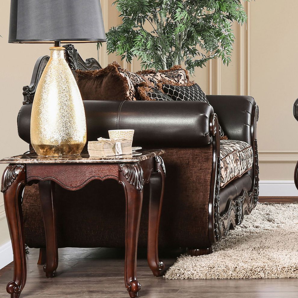 Brown/Espresso US-made Traditional Loveseat by Furniture of America